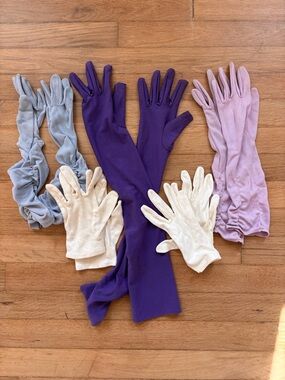 Lot of 5 Purple Blue White formal gloves